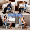 0c2783f1d4ab9cc4674b634a6328d64b.png 4 in 1 Folding Bedside Commode Chair for Seniors | Adjustable Height, Supports 360 Lbs, ABS Seat, Includes 30 PCS Cleaning Bag, with Arms & Back