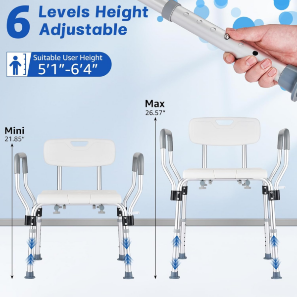 140a34a8e82fda467ea8c55f8b15baaf.png Shower Chair for inside Shower 450 LB Heavy Duty, Handicap Toilet Chairs for Seniors with Arms, Shower Seat for Elderly and Disabled inside Tub, Padded Bath Chairs for Shower Stall