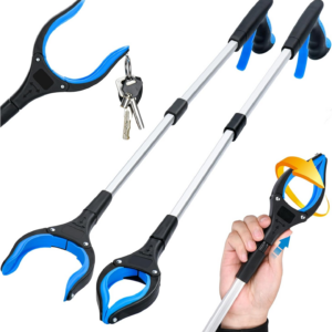 2-Pack Grabber Reacher Tool & Reacher Grabber Pickup Tool,32 Inch Upgrade Foldable Grabber Tool with 4 Inch Wide Jaw and 360° Rotating Head,Mobility Aid Assist Grabbers for Seniors (Blue)