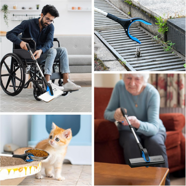 2-Pack Grabber Reacher Tool & Reacher Grabber Pickup Tool,32 Inch Upgrade Foldable Grabber Tool with 4 Inch Wide Jaw and 360° Rotating Head,Mobility Aid Assist Grabbers for Seniors (Blue)