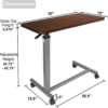 4931ed48d0de9a4d9652197a897487b6.png Medical Cart Pneumatic Adjustable Overbed Table with Wheels – Rolling Bedside Table for Hospital, Portable Standing Cart & Laptop Desk for Bed, Couch, Wheelchair