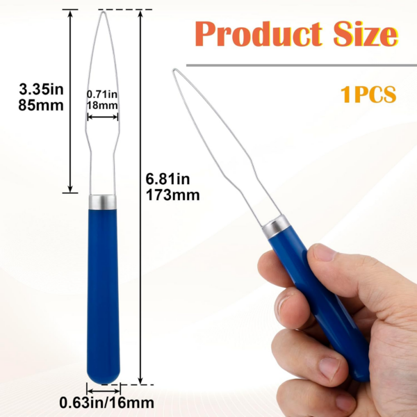 Easy Button Hook, Steel Button Helper Tool for Elderly, Wide Plastic Handle Buttons Fastener Device Assist Dressing Aid Tool for Seniors One Hand - 1 Pack, Blue
