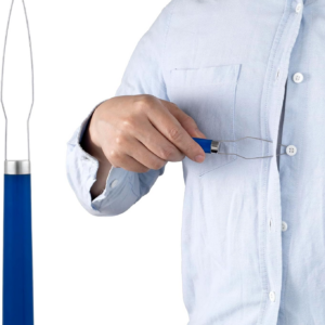 Easy Button Hook, Steel Button Helper Tool for Elderly, Wide Plastic Handle Buttons Fastener Device Assist Dressing Aid Tool for Seniors One Hand - 1 Pack, Blue