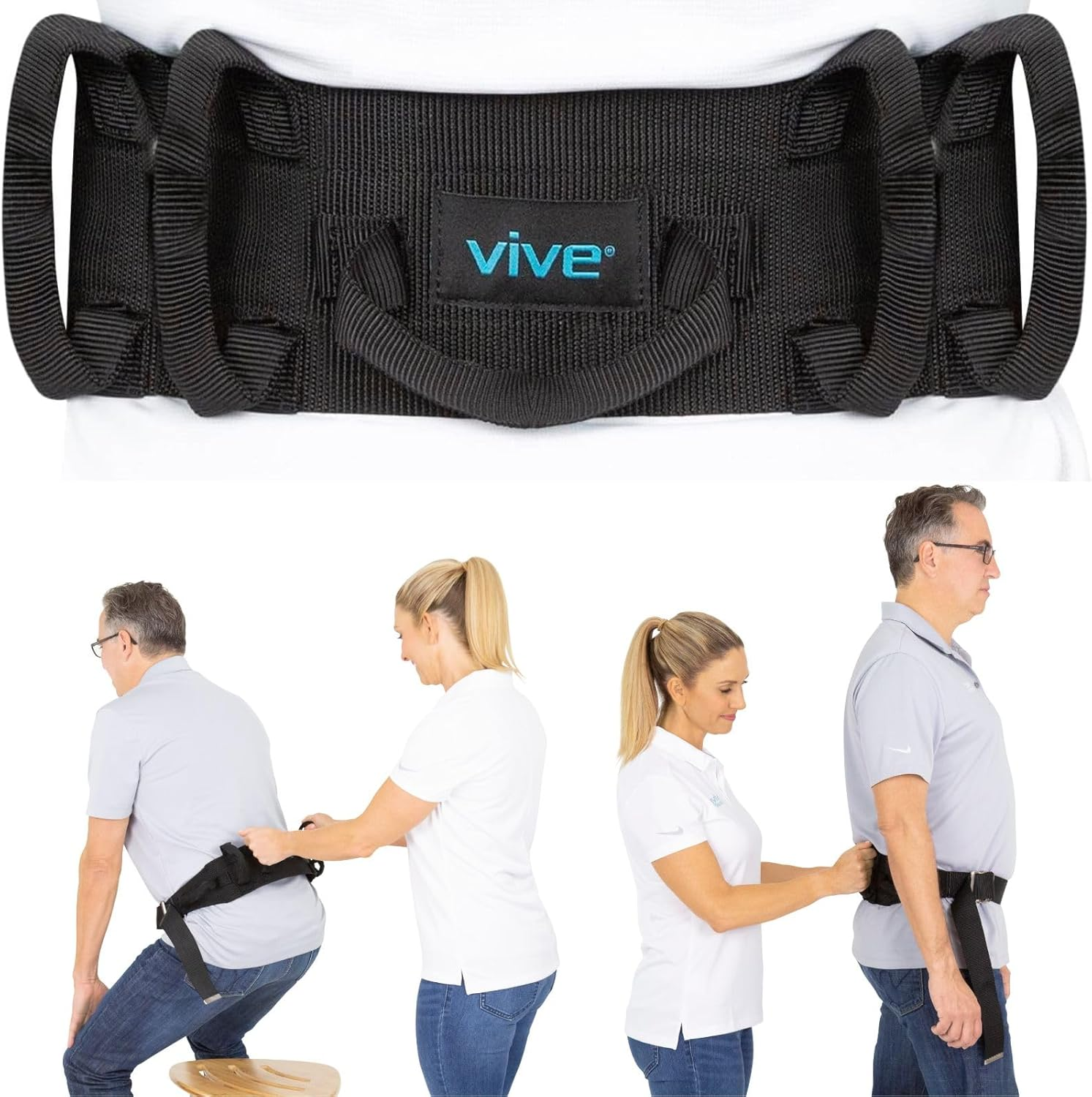 Gait Belt (350Lbs) Transfer Belt with Handles - Medical Nursing Safety Patient Assist - Bariatric, Elderly, Handicap, Physical Therapy - PT Gate Strap Quick Release Metal Buckle, Grabbing Teeth