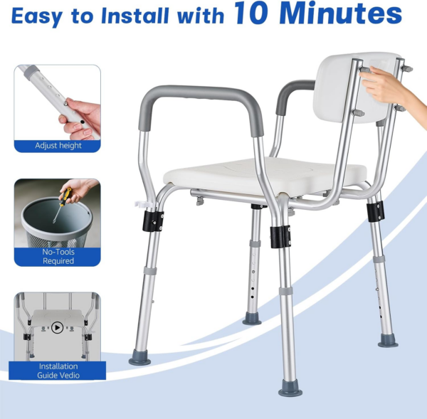 a982b18e4c46b5271a899d06a08c6d41.png Shower Chair for inside Shower 450 LB Heavy Duty, Handicap Toilet Chairs for Seniors with Arms, Shower Seat for Elderly and Disabled inside Tub, Padded Bath Chairs for Shower Stall