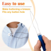 Easy Button Hook, Steel Button Helper Tool for Elderly, Wide Plastic Handle Buttons Fastener Device Assist Dressing Aid Tool for Seniors One Hand - 1 Pack, Blue