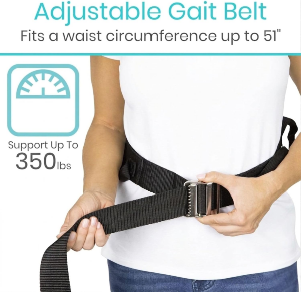 dc7f22ec31f57c5bb7b462bb32066d52.png Gait Belt (350Lbs) Transfer Belt with Handles - Medical Nursing Safety Patient Assist - Bariatric, Elderly, Handicap, Physical Therapy - PT Gate Strap Quick Release Metal Buckle, Grabbing Teeth