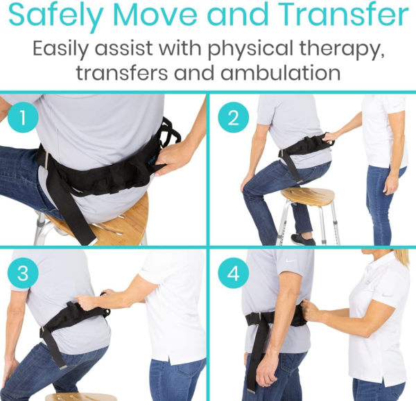 ea886d2832d792d079c5369068bada4d.png Gait Belt (350Lbs) Transfer Belt with Handles - Medical Nursing Safety Patient Assist - Bariatric, Elderly, Handicap, Physical Therapy - PT Gate Strap Quick Release Metal Buckle, Grabbing Teeth
